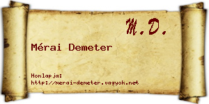 Mérai Demeter névjegykártya